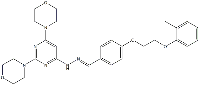 4-[2-(2-methylphenoxy)ethoxy]benzaldehyde (2,6-dimorpholin-4-ylpyrimidin-4-yl)hydrazone Struktur