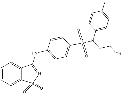 4-[(1,1-dioxido-1,2-benzisothiazol-3-yl)amino]-N-(2-hydroxyethyl)-N-(4-methylphenyl)benzenesulfonamide Struktur