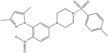 1-{3-(3,5-dimethyl-1H-pyrazol-1-yl)-4-nitrophenyl}-4-[(4-methylphenyl)sulfonyl]piperazine Struktur