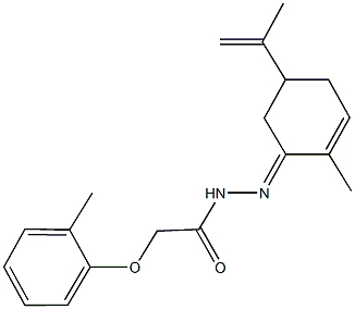 N'-(5-isopropenyl-2-methylcyclohex-2-en-1-ylidene)-2-(2-methylphenoxy)acetohydrazide Struktur