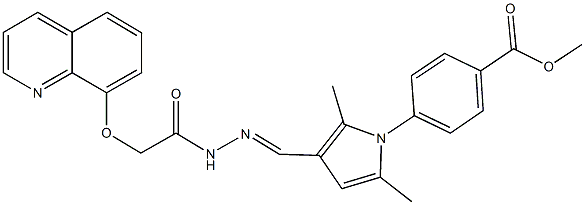 methyl 4-(2,5-dimethyl-3-{2-[(8-quinolinyloxy)acetyl]carbohydrazonoyl}-1H-pyrrol-1-yl)benzoate Struktur