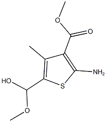 methyl 2-amino-5-[hydroxy(methoxy)methyl]-4-methyl-3-thiophenecarboxylate Struktur