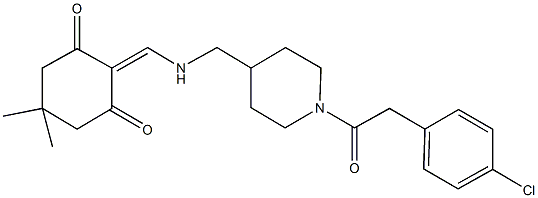 2-{[({1-[(4-chlorophenyl)acetyl]-4-piperidinyl}methyl)amino]methylene}-5,5-dimethyl-1,3-cyclohexanedione Struktur