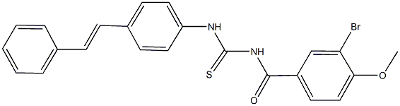 N-(3-bromo-4-methoxybenzoyl)-N'-[4-(2-phenylvinyl)phenyl]thiourea Struktur