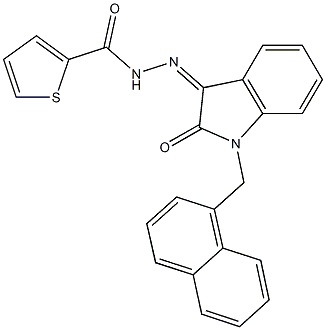 N'-[1-(1-naphthylmethyl)-2-oxo-1,2-dihydro-3H-indol-3-ylidene]-2-thiophenecarbohydrazide Struktur