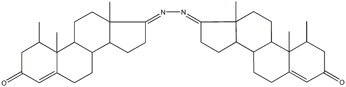 1-methyl-17-[(1-methyl-3-oxoandrost-4-en-17-ylidene)hydrazono]androst-4-en-3-one Struktur