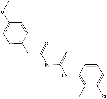 N-(3-chloro-2-methylphenyl)-N'-[(4-methoxyphenyl)acetyl]thiourea Struktur