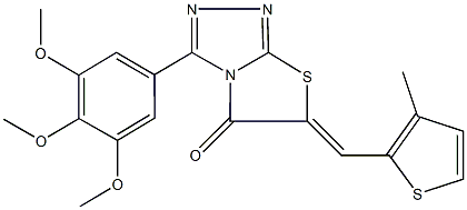 6-[(3-methyl-2-thienyl)methylene]-3-(3,4,5-trimethoxyphenyl)[1,3]thiazolo[2,3-c][1,2,4]triazol-5(6H)-one Struktur