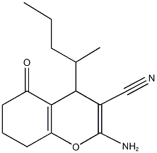 2-amino-4-(1-methylbutyl)-5-oxo-5,6,7,8-tetrahydro-4H-chromene-3-carbonitrile Struktur