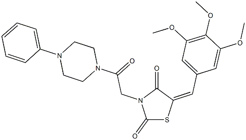 3-[2-oxo-2-(4-phenylpiperazin-1-yl)ethyl]-5-(3,4,5-trimethoxybenzylidene)-1,3-thiazolidine-2,4-dione Struktur