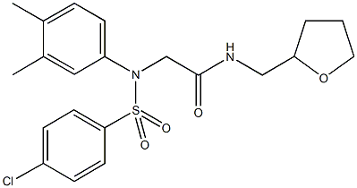 2-{[(4-chlorophenyl)sulfonyl]-3,4-dimethylanilino}-N-(tetrahydro-2-furanylmethyl)acetamide Struktur