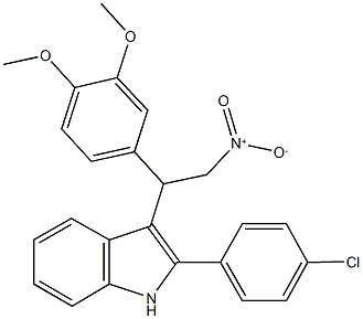 3-{1-[3,4-bis(methyloxy)phenyl]-2-nitroethyl}-2-(4-chlorophenyl)-1H-indole Struktur