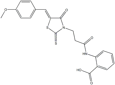 2-({3-[5-(4-methoxybenzylidene)-4-oxo-2-thioxo-1,3-thiazolidin-3-yl]propanoyl}amino)benzoic acid Struktur