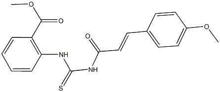 methyl 2-[({[3-(4-methoxyphenyl)acryloyl]amino}carbothioyl)amino]benzoate Struktur