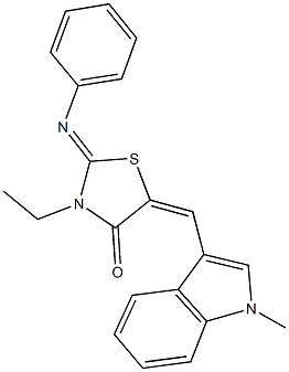 3-ethyl-5-[(1-methyl-1H-indol-3-yl)methylene]-2-(phenylimino)-1,3-thiazolidin-4-one Struktur