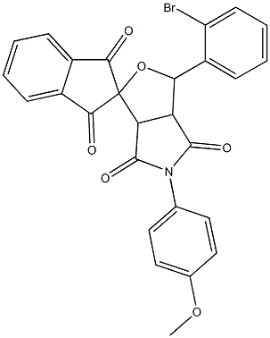 5-(4-methoxyphenyl)-1-(2-bromophenyl)-3a,6a-dihydrospiro(1H-furo[3,4-c]pyrrole-3,2'-[1H]-indene)-1',3',4,6(2'H,3H,5H)-tetrone Struktur