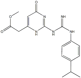 methyl(2-{[imino(4-isopropylanilino)methyl]amino}-6-oxo-3,6-dihydro-4-pyrimidinyl)acetate Struktur