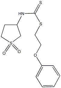 2-phenoxyethyl 1,1-dioxidotetrahydro-3-thienyldithiocarbamate Struktur