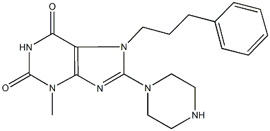 3-methyl-7-(3-phenylpropyl)-8-(1-piperazinyl)-3,7-dihydro-1H-purine-2,6-dione Struktur