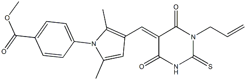 methyl 4-{3-[(1-allyl-4,6-dioxo-2-thioxotetrahydro-5(2H)-pyrimidinylidene)methyl]-2,5-dimethyl-1H-pyrrol-1-yl}benzoate Struktur