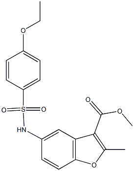 methyl 5-{[(4-ethoxyphenyl)sulfonyl]amino}-2-methyl-1-benzofuran-3-carboxylate Struktur