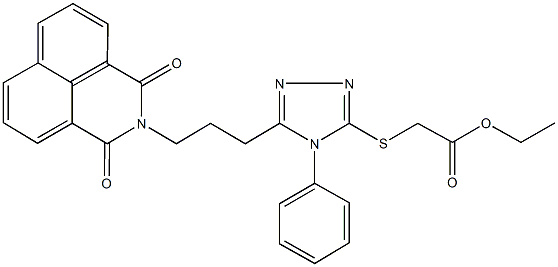 ethyl ({5-[3-(1,3-dioxo-1H-benzo[de]isoquinolin-2(3H)-yl)propyl]-4-phenyl-4H-1,2,4-triazol-3-yl}sulfanyl)acetate Struktur