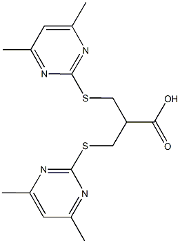 3-[(4,6-dimethylpyrimidin-2-yl)sulfanyl]-2-{[(4,6-dimethylpyrimidin-2-yl)sulfanyl]methyl}propanoic acid Struktur