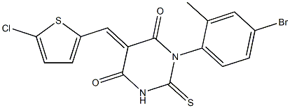 1-(4-bromo-2-methylphenyl)-5-[(5-chloro-2-thienyl)methylene]-2-thioxodihydro-4,6(1H,5H)-pyrimidinedione Struktur