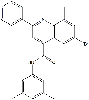 6-bromo-N-(3,5-dimethylphenyl)-8-methyl-2-phenyl-4-quinolinecarboxamide Struktur