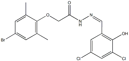 2-(4-bromo-2,6-dimethylphenoxy)-N'-(3,5-dichloro-2-hydroxybenzylidene)acetohydrazide Struktur