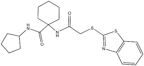 1-{[(1,3-benzothiazol-2-ylsulfanyl)acetyl]amino}-N-cyclopentylcyclohexanecarboxamide Struktur