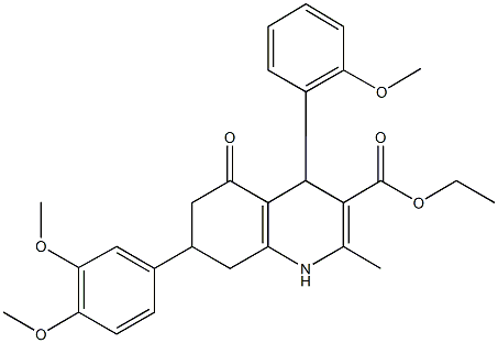 ethyl 7-(3,4-dimethoxyphenyl)-4-(2-methoxyphenyl)-2-methyl-5-oxo-1,4,5,6,7,8-hexahydro-3-quinolinecarboxylate Struktur