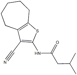 N-(3-cyano-5,6,7,8-tetrahydro-4H-cyclohepta[b]thien-2-yl)-3-methylbutanamide Struktur