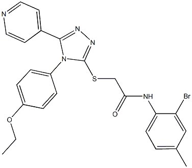 N-(2-bromo-4-methylphenyl)-2-{[4-(4-ethoxyphenyl)-5-(4-pyridinyl)-4H-1,2,4-triazol-3-yl]sulfanyl}acetamide Struktur