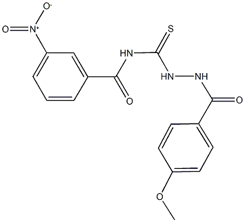 3-nitro-N-{[2-(4-methoxybenzoyl)hydrazino]carbothioyl}benzamide Struktur