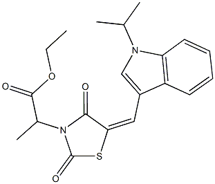 ethyl 2-{5-[(1-isopropyl-1H-indol-3-yl)methylene]-2,4-dioxo-1,3-thiazolidin-3-yl}propanoate Struktur