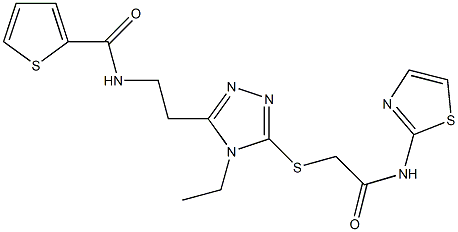 N-[2-(4-ethyl-5-{[2-oxo-2-(1,3-thiazol-2-ylamino)ethyl]sulfanyl}-4H-1,2,4-triazol-3-yl)ethyl]-2-thiophenecarboxamide Struktur