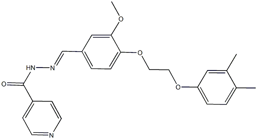 N'-{4-[2-(3,4-dimethylphenoxy)ethoxy]-3-methoxybenzylidene}isonicotinohydrazide Struktur