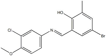 4-bromo-2-{[(3-chloro-4-methoxyphenyl)imino]methyl}-6-methylphenol Struktur