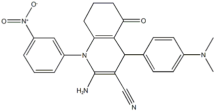 2-amino-4-[4-(dimethylamino)phenyl]-1-{3-nitrophenyl}-5-oxo-1,4,5,6,7,8-hexahydro-3-quinolinecarbonitrile Struktur