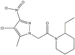 1-({4-chloro-3-nitro-5-methyl-1H-pyrazol-1-yl}acetyl)-2-ethylpiperidine Struktur