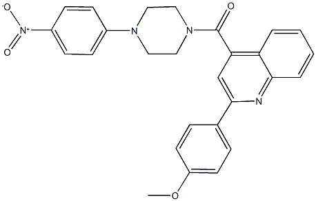 4-[(4-{4-nitrophenyl}-1-piperazinyl)carbonyl]-2-(4-methoxyphenyl)quinoline Struktur