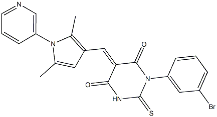 1-(3-bromophenyl)-5-{[2,5-dimethyl-1-(3-pyridinyl)-1H-pyrrol-3-yl]methylene}-2-thioxodihydro-4,6(1H,5H)-pyrimidinedione Struktur