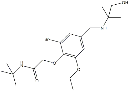 2-(2-bromo-6-ethoxy-4-{[(2-hydroxy-1,1-dimethylethyl)amino]methyl}phenoxy)-N-(tert-butyl)acetamide Struktur