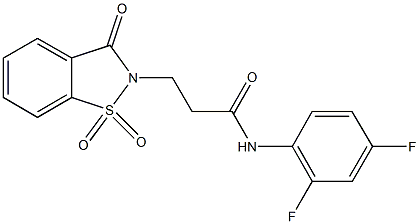 N-(2,4-difluorophenyl)-3-(1,1-dioxido-3-oxo-1,2-benzisothiazol-2(3H)-yl)propanamide Struktur