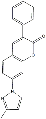 7-(3-methyl-1H-pyrazol-1-yl)-3-phenyl-2H-chromen-2-one Struktur