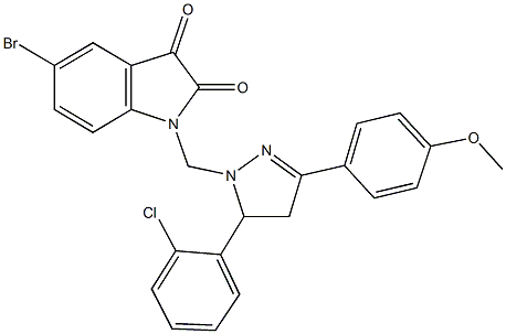 5-bromo-1-{[5-(2-chlorophenyl)-3-(4-methoxyphenyl)-4,5-dihydro-1H-pyrazol-1-yl]methyl}-1H-indole-2,3-dione Struktur