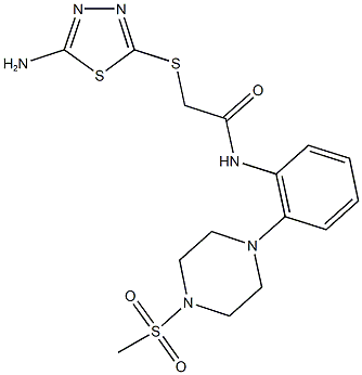 2-[(5-amino-1,3,4-thiadiazol-2-yl)sulfanyl]-N-{2-[4-(methylsulfonyl)-1-piperazinyl]phenyl}acetamide Struktur