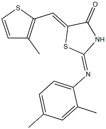 2-[(2,4-dimethylphenyl)imino]-5-[(3-methyl-2-thienyl)methylene]-1,3-thiazolidin-4-one Struktur