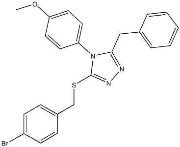 4-{3-benzyl-5-[(4-bromobenzyl)sulfanyl]-4H-1,2,4-triazol-4-yl}phenyl methyl ether Struktur